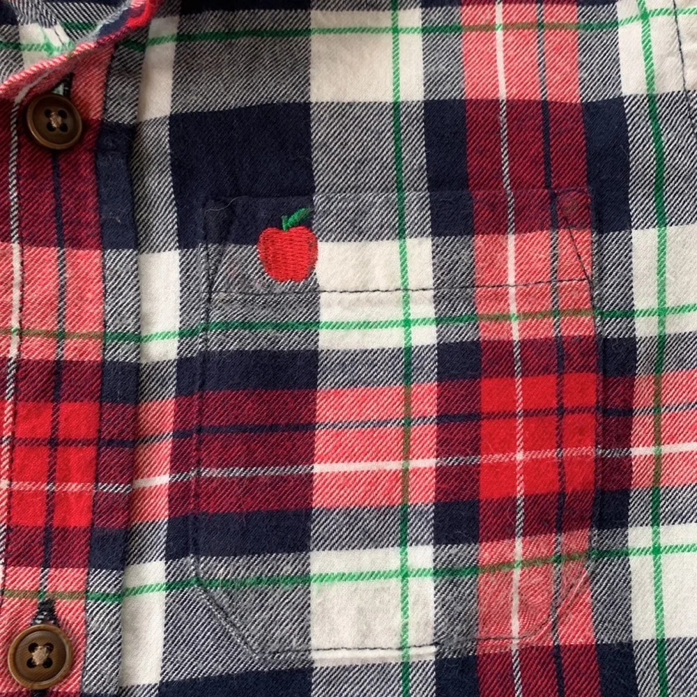 Gymboree Head of the Class Flannel Shirt Boys 5T Red Blue White EUC